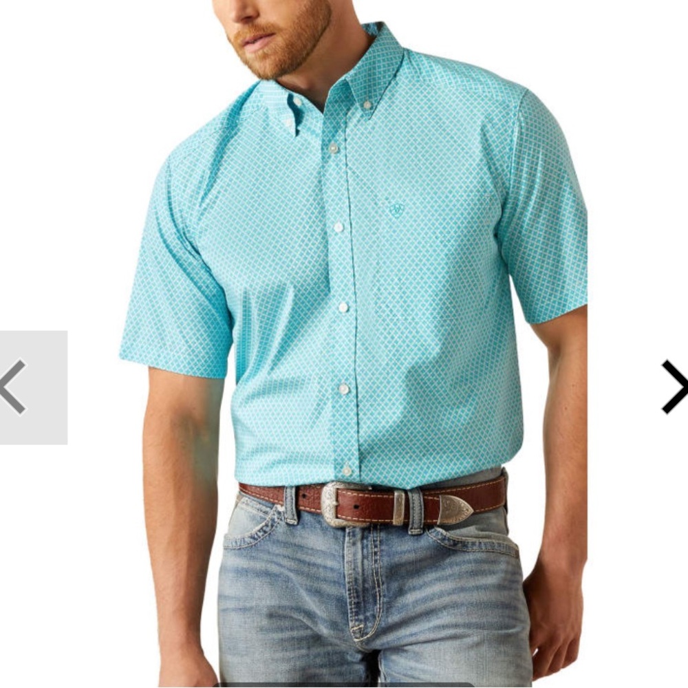 Ariat Men'sTurquoise Patterned Button-Up Shirt